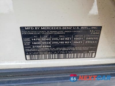 Zdjęcie 13 z 13 samochodu: 2012 MERCEDES-BENZ GL 550 4MATIC VIN:4JGBF8GE4CA778139 - miniatura