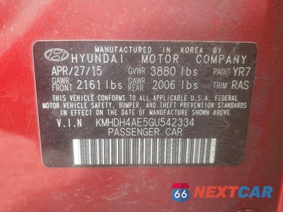 Zdjęcie 12 z 12 samochodu: 2016 HYUNDAI ELANTRA SE VIN:KMHDH4AE5GU542334 - miniatura