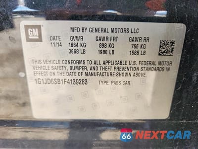 Zdjęcie 12 z 12 samochodu: 2015 CHEVROLET SONIC LT VIN:1G1JD6SB1F4139283 - miniatura