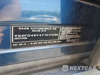 Zdjęcie 13 z 13 samochodu: 2007 SAAB 9-3 2.0T VIN:YS3FD49Y471017038 - miniatura