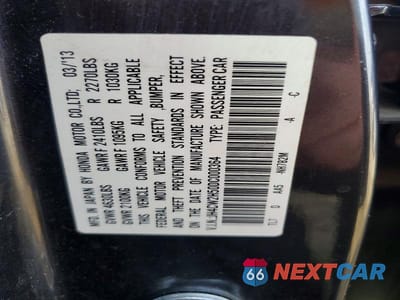 Zdjęcie 12 z 12 samochodu: 2013 ACURA TSX VIN:JH4CW2H50DC000364 - miniatura