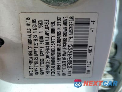 Zdjęcie 12 z 12 samochodu: 2015 HONDA CIVIC LX VIN:19XFB2F54FE226223 - miniatura