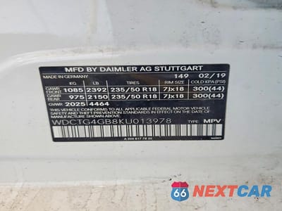 Zdjęcie 12 z 12 samochodu: 2019 MERCEDES-BENZ GLA 250 4MATIC VIN:WDCTG4GB8KU013978 - miniatura