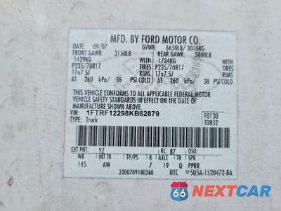 Zdjęcie 12 z 12 samochodu: 2008 FORD F150 VIN:1FTRF12298KB62879 - miniatura