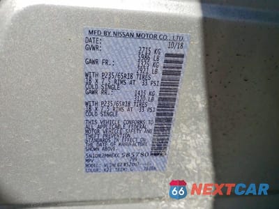 Zdjęcie 13 z 13 samochodu: 2019 NISSAN PATHFINDER S VIN:5N1DR2MM8KC585780 - miniatura