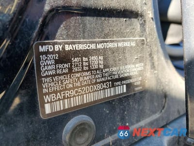 Zdjęcie 12 z 12 samochodu: 2013 BMW 550 I VIN:WBAFR9C52DDX80431 - miniatura