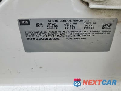 Zdjęcie 12 z 12 samochodu: 2013 CHEVROLET MALIBU LTZ VIN:1G11H5SA8DF236505 - miniatura