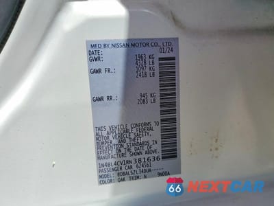 Zdjęcie 12 z 12 samochodu: 2024 NISSAN ALTIMA SR VIN:1N4BL4CV1RN381636 - miniatura