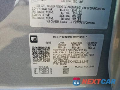 Zdjęcie 12 z 12 samochodu: 2022 CHEVROLET SILVERADO LTD C1500 CUSTOM VIN:1GCRWBEK4NZ185247 - miniatura