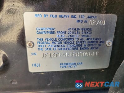 Zdjęcie 12 z 12 samochodu: 2002 SUBARU FORESTER S VIN:JF1SF65682H704688 - miniatura