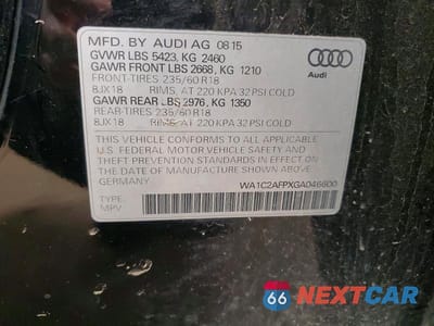 Zdjęcie 12 z 12 samochodu: 2016 AUDI Q5 PREMIUM VIN:WA1C2AFPXGA046600 - miniatura