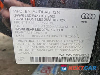 Zdjęcie 13 z 13 samochodu: 2017 AUDI Q5 PREMIUM PLUS VIN:WA1M2AFP6HA089773 - miniatura