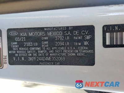 Zdjęcie 12 z 12 samochodu: 2021 KIA FORTE LXS VIN:3KPF24AD4ME352069 - miniatura