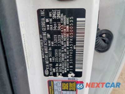 Zdjęcie 13 z 13 samochodu: 2019 KIA SORENTO SX V6 VIN:5XYPKDA57KG500535 - miniatura