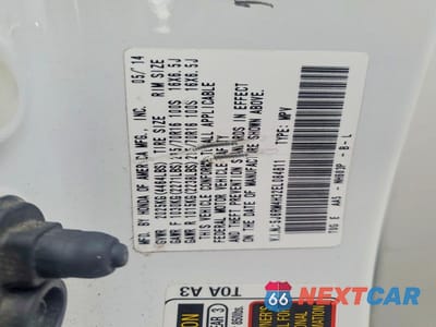 Zdjęcie 12 z 12 samochodu: 2014 HONDA CR-V LX VIN:5J6RM4H32EL084811 - miniatura