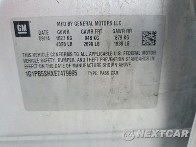 Zdjęcie 12 z 12 samochodu: 2014 CHEVROLET CRUZE LS VIN:1G1PB5SHXE7479995 - miniatura