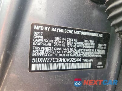 Zdjęcie 14 z 14 samochodu: 2017 BMW X3 SDRIVE28I VIN:5UXWZ7C39H0V92944 - miniatura