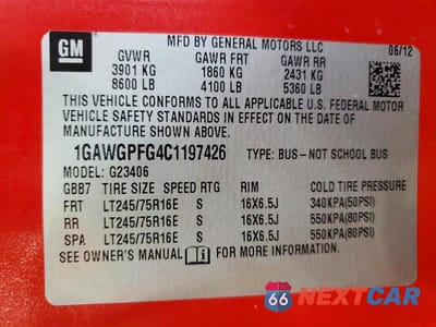 Zdjęcie 13 z 13 samochodu: 2012 CHEVROLET EXPRESS G2500 LS VIN:1GAWGPFG4C1197426 - miniatura