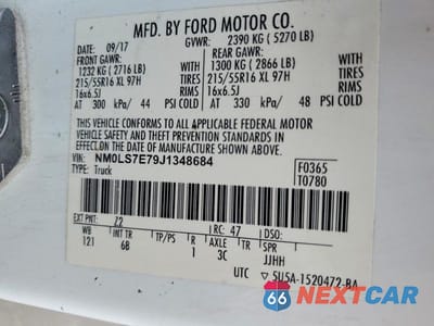 Zdjęcie 12 z 12 samochodu: 2018 FORD TRANSIT CONNECT XL UTILITY / SERVICE VAN VIN:NM0LS7E79J1348684 - miniatura