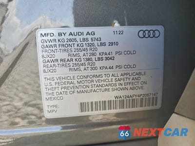 Zdjęcie 13 z 13 samochodu: 2023 AUDI SQ5 SPORTBACK PREMIUM PLUS VIN:WA124AFY4P2057147 - miniatura