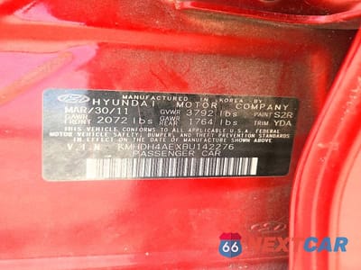 Zdjęcie 12 z 12 samochodu: 2011 HYUNDAI ELANTRA VIN:KMHDH4AEXBU142276 - miniatura