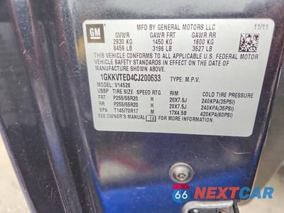 Zdjęcie 12 z 12 samochodu: 2012 GMC ACADIA DENALI VIN:1GKKVTED4CJ200633 - miniatura