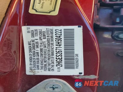 Zdjęcie 12 z 12 samochodu: 2004 HONDA CIVIC EX VIN:2HGES26714H504222 - miniatura