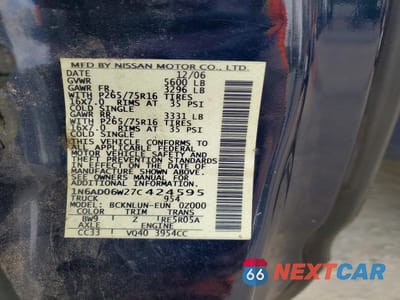 Zdjęcie 12 z 12 samochodu: 2007 NISSAN FRONTIER SE VIN:1N6AD06W27C424595 - miniatura
