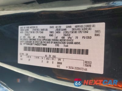 Zdjęcie 13 z 13 samochodu: 2022 FORD F250 SUPER DUTY VIN:1FT8W2BT1NEE77440 - miniatura