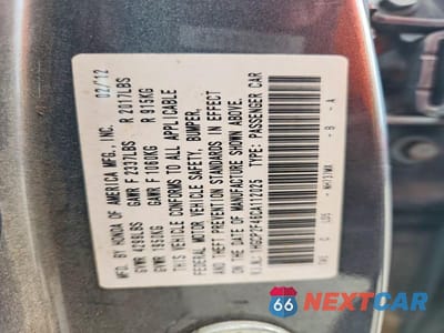 Zdjęcie 13 z 13 samochodu: 2012 HONDA ACCORD LXP VIN:1HGCP2F46CA112025 - miniatura