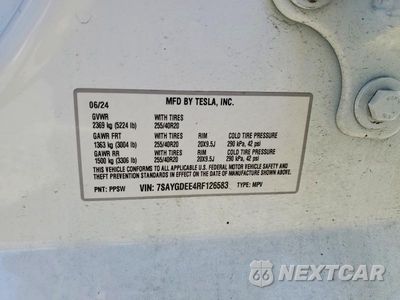 Zdjęcie 14 z 14 samochodu: 2024 TESLA MODEL Y VIN:7SAYGDEE4RF126583 - miniatura