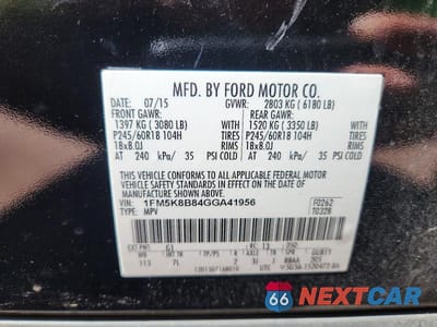 Zdjęcie 13 z 13 samochodu: 2016 FORD EXPLORER VIN:1FM5K8B84GGA41956 - miniatura