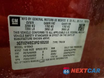 Zdjęcie 12 z 12 samochodu: 2015 GMC SIERRA K1500 DENALI VIN:3GTU2WEC0FG165200 - miniatura