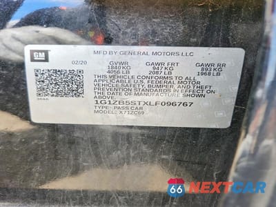 Zdjęcie 12 z 12 samochodu: 2020 CHEVROLET MALIBU LS VIN:1G1ZB5STXLF096767 - miniatura