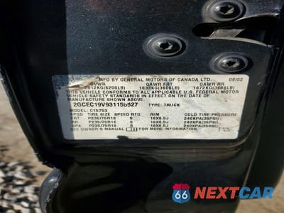 Zdjęcie 12 z 12 samochodu: 2003 CHEVROLET SILVERADO C1500 VIN:2GCEC19V931155527 - miniatura