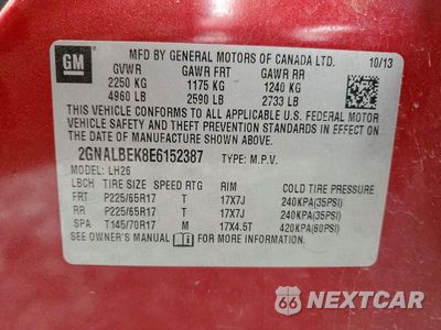 Zdjęcie 14 z 14 samochodu: 2014 CHEVROLET EQUINOX LT VIN:2GNALBEK8E6152387 - miniatura