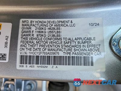 Zdjęcie 13 z 13 samochodu: 2025 HONDA ACCORD HYBRID SPORT-L VIN:1HGCY2F76SA009676 - miniatura
