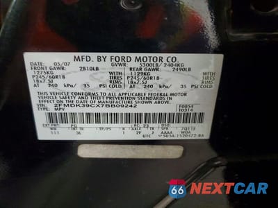 Zdjęcie 13 z 13 samochodu: 2007 FORD EDGE SEL PLUS VIN:2FMDK39CX7BB09242 - miniatura