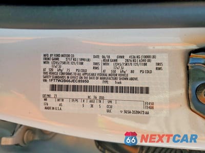 Zdjęcie 12 z 12 samochodu: 2018 FORD F250 SUPER DUTY VIN:1FT7W2B66JEC85950 - miniatura