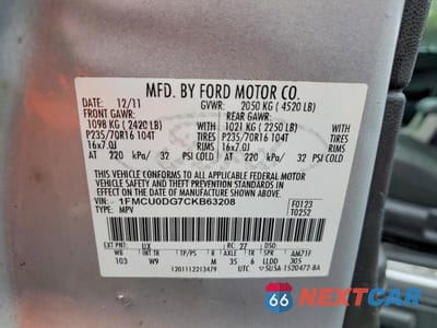 Zdjęcie 13 z 13 samochodu: 2012 FORD ESCAPE XLT VIN:1FMCU0DG7CKB63208 - miniatura