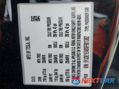 Zdjęcie 14 z 14 samochodu: 2025 TESLA MODEL 3 VIN:5YJ3E1EA8SF981382 - miniatura