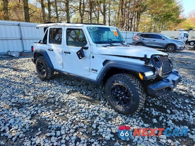 Czwarte zdjęcie samochodu z boku: 2021 JEEP WRANGLER UNLIMITED SPORT VIN:1C4HJXDG6MW784638 - miniatura