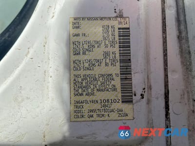 Zdjęcie 13 z 13 samochodu: 2014 NISSAN NV 2500 HD S VIN:1N6AF0LY4EN108102 - miniatura
