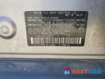 Zdjęcie 13 z 13 samochodu: 2010 SUBARU FORESTER 2.5X PREMIUM VIN:JF2SH6CC1AH792206 - miniatura