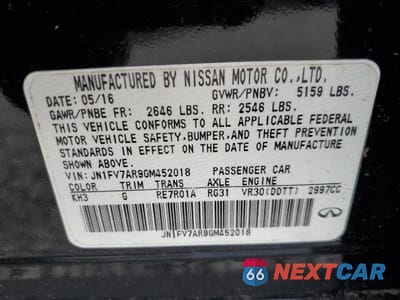 Zdjęcie 12 z 12 samochodu: 2016 INFINITI Q50 RED SPORT 400 VIN:JN1FV7AR9GM452018 - miniatura