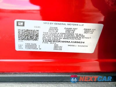 Zdjęcie 13 z 13 samochodu: 2021 CHEVROLET TRAVERSE LT VIN:1GNERGKW0MJ189634 - miniatura
