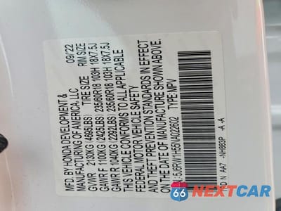 Zdjęcie 13 z 13 samochodu: 2022 HONDA CR-V EX VIN:5J6RW1H55NA022602 - miniatura