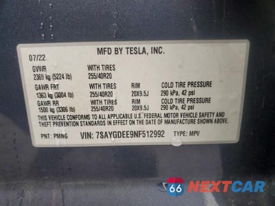 Zdjęcie 13 z 13 samochodu: 2022 TESLA MODEL Y VIN:7SAYGDEE9NF512992 - miniatura