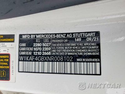 Zdjęcie 12 z 12 samochodu: 2022 MERCEDES-BENZ C 300 VIN:W1KAF4GBXNR008102 - miniatura