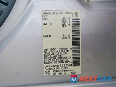 Zdjęcie 12 z 12 samochodu: 2022 NISSAN ALTIMA 2.5 SV VIN:1N4BL4DV9NN323749 - miniatura